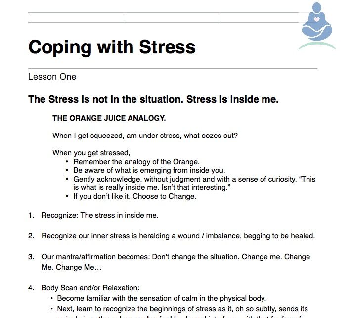 Coping With Stress Outline 1 & 2 Pdf - Meditation Momma