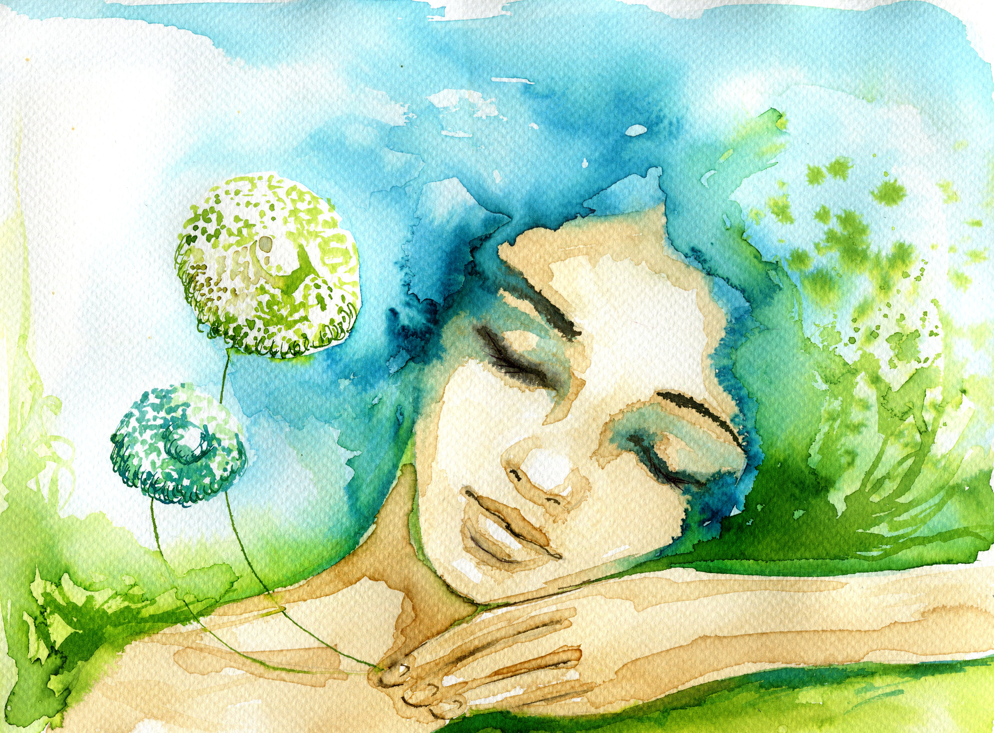 sleeping watercolor